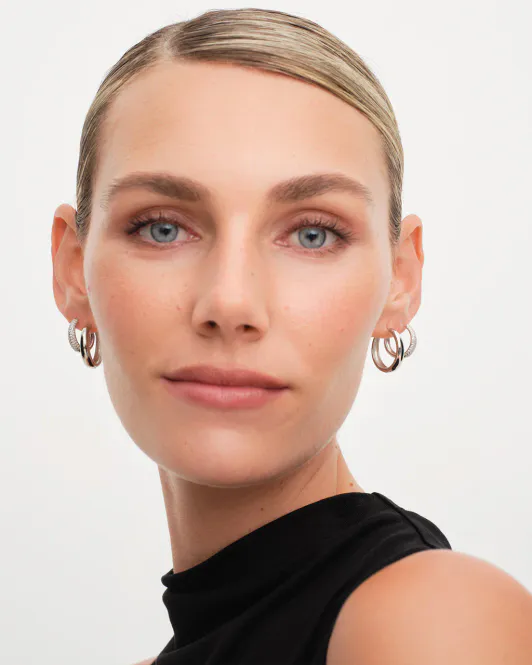 Hovedbilde Philippa Studios - Dome Pave Hoops Large Sølv