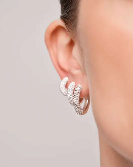 Hovedbilde Philippa Studios Bold Pave Hoops Small Sølv