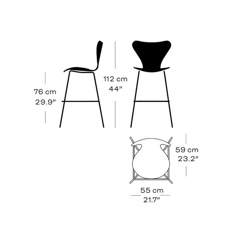 Fritz Hansen Serie 7 Fullpolstret Høy Barstol 3197 - Essential Lær