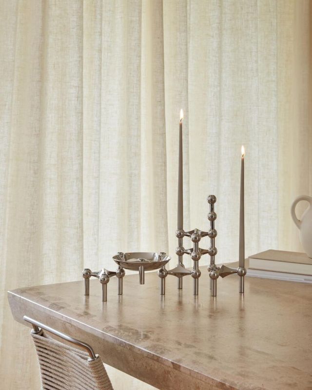 Stoff Nagel taper candles - Sand