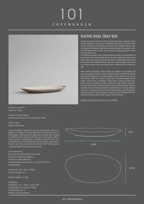 101 Copenhagen Native Oval Tray, Big - Birch