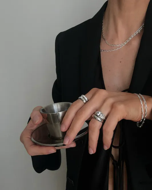 Hovedbilde Philippa Studios - Dome Slim Pave Ring Sølv 48