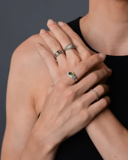 Hovedbilde Philippa Studios - Dome Pave Peridot Ring Sølv 57